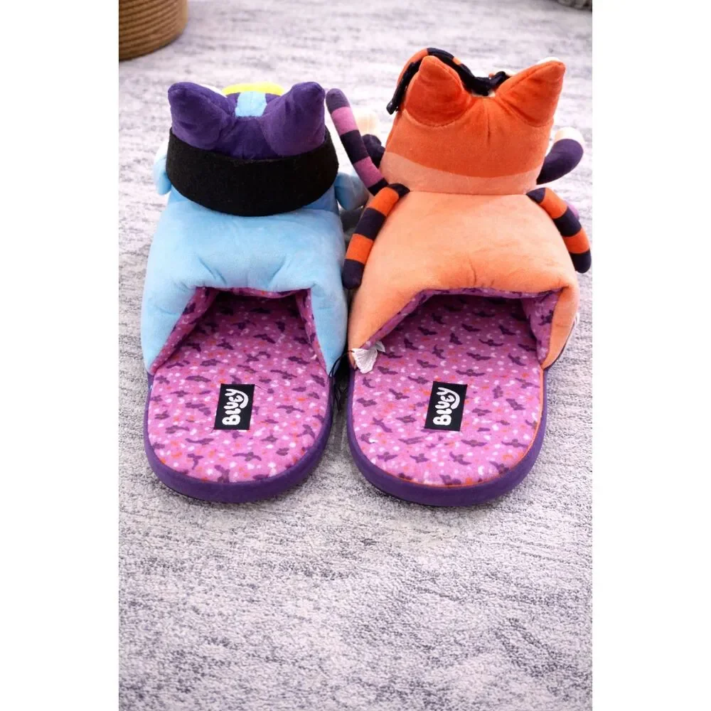 Bluey & Bingo Kids Plush Slippers Size 11-12 Soft Cozy Cartoon House Shoes
